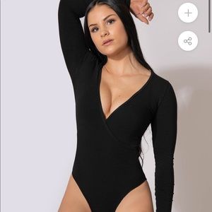 JED NORTH FANTASY LONG SLEEVE BODYSUIT - BLACK